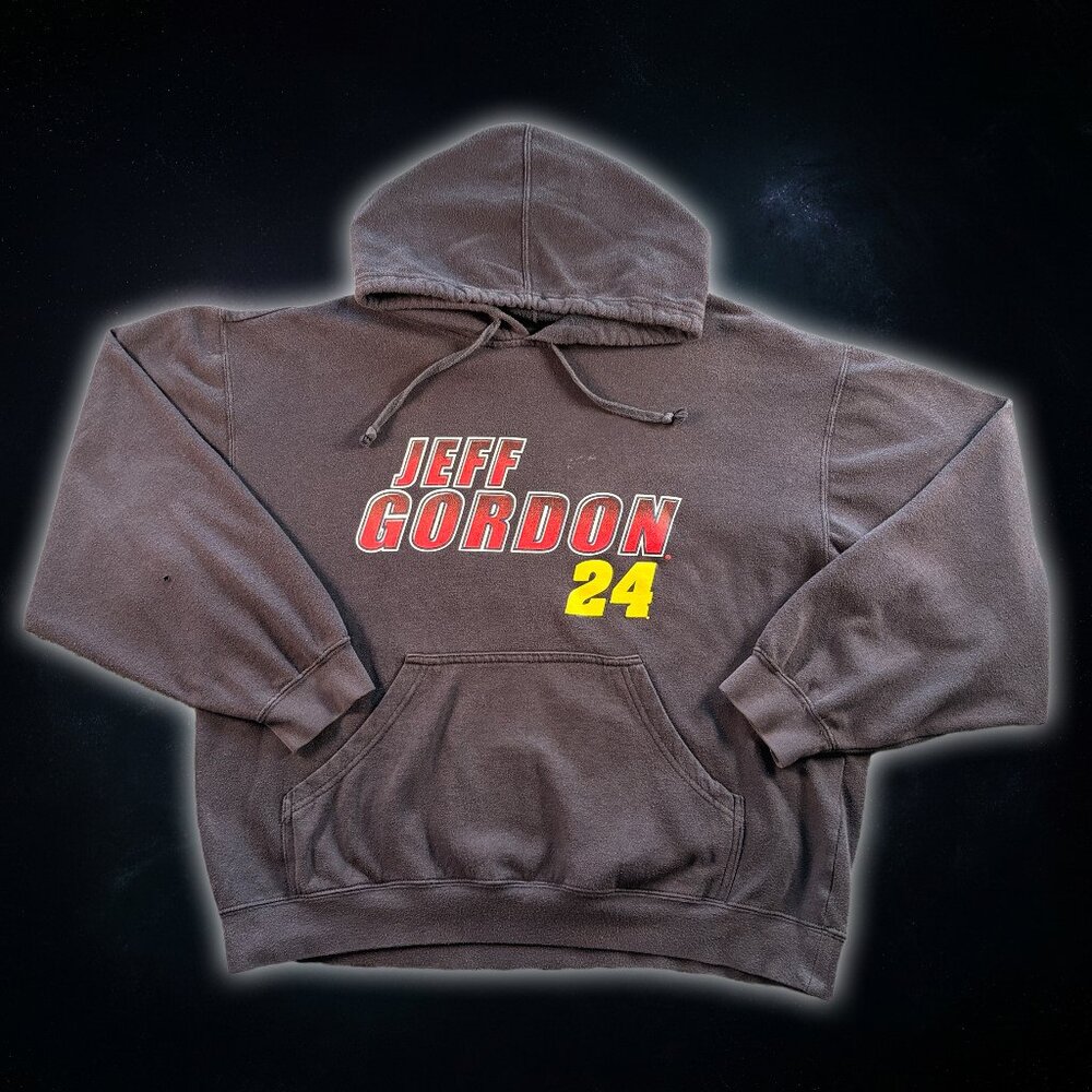 Jeff Gordon Winner's Circle Black Graphic Print Racing Pullover Hoodie Men's L